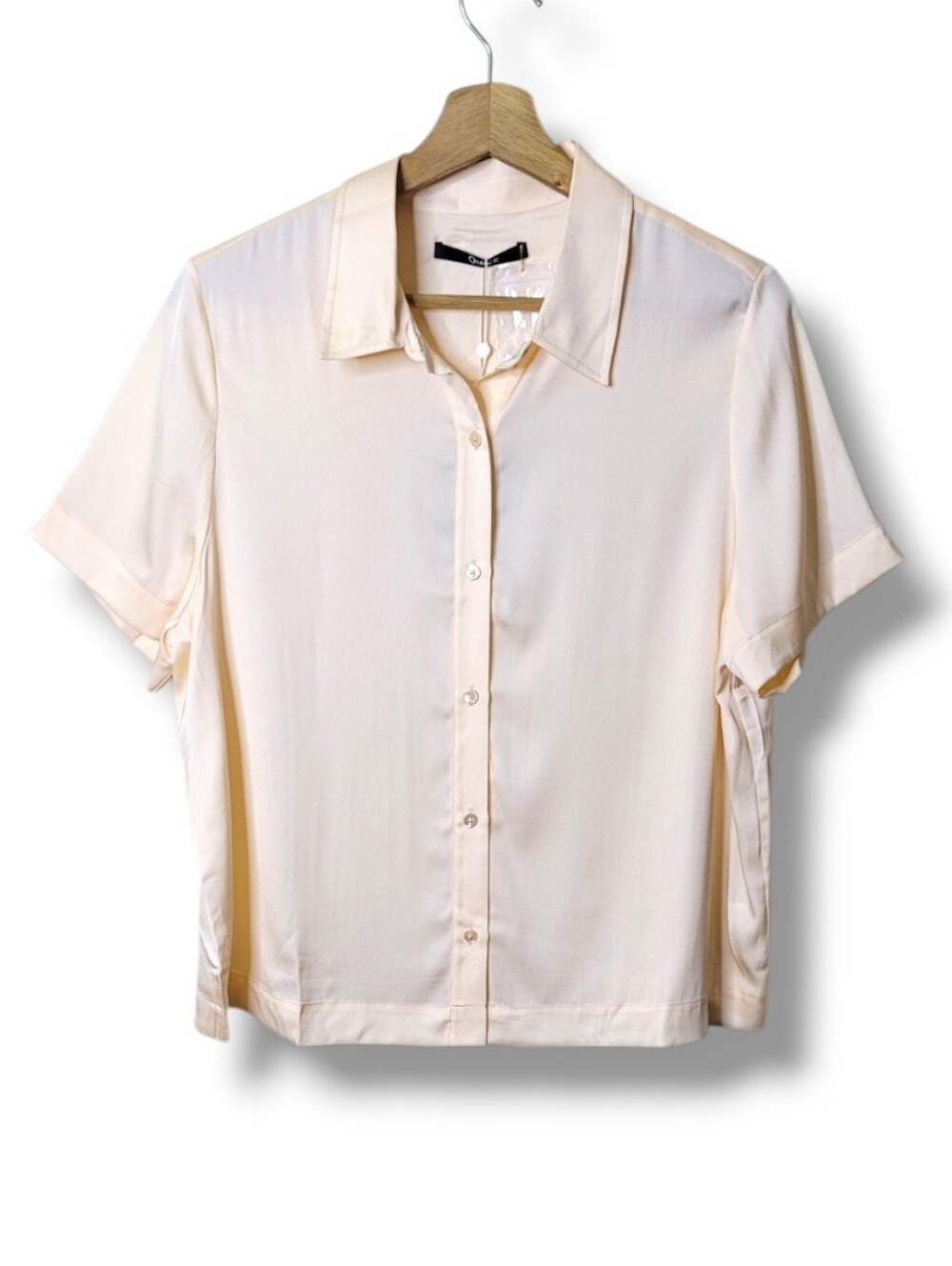 Quince Washable Stretch Silk Short Sleeve Blouse • Size M NWT